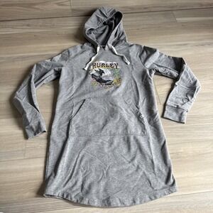 Hurley Sweater Dress Beach Swim Cover Up Women's Small Grey Pullover Hoodie Knit